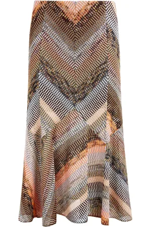 Missoni Patchwork-effect lamé flared midi skirt
