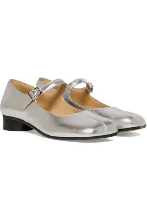 Maison Margiela Metallic-leather ballerina shoes