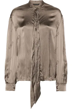 Balenciaga BB logo-print silk shirt