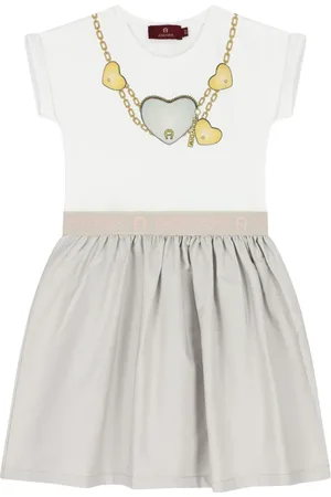 Aigner Heart-graphic print pleated dress