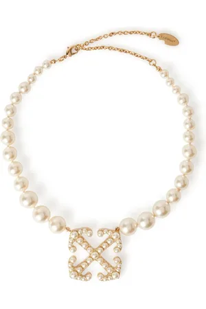 OFF-WHITE Pearls Pave arrow-motif necklace