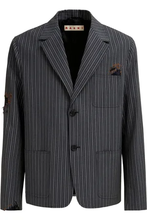 Marni Distressed-effect striped blazer