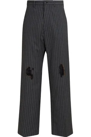 Marni Distressed-effect striped trousers