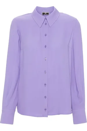 Elisabetta Franchi Logo-print gerogette-crepe shirt