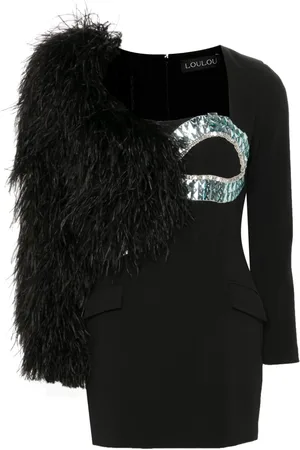 LOULOU Feather-trim mini dress