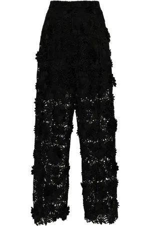 GIUSEPPE DI MORABITO Floral lace-embroidered trousers