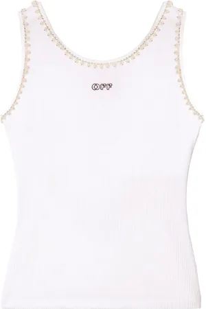OFF-WHITE Pearl-embellished ribbed tank top