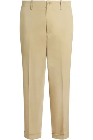 Etro Embroidered-logo cotton chino trousers