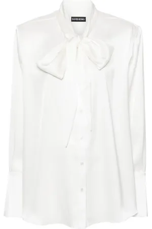 DAVID KOMA Bow-detail satin shirt
