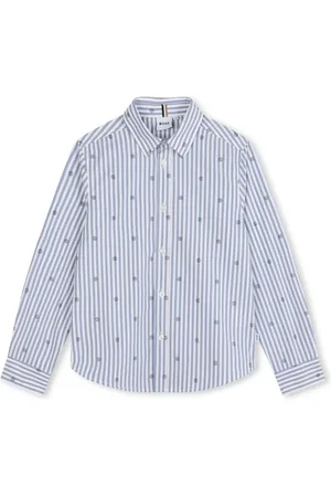 HUGO BOSS Logo-print striped cotton shirt