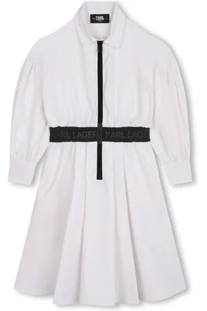 Karl Lagerfeld Logo-waistband ballon-sleeves dress