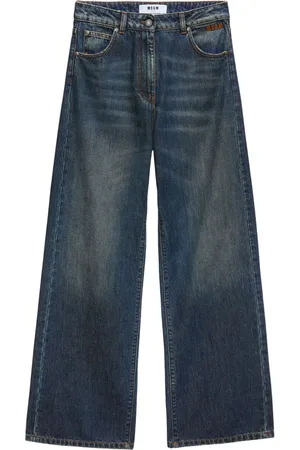 Msgm Logo-embroidered wide-leg jeans