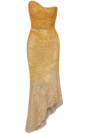 Oscar de la Renta Ombré crystal-embroidered cocktail dress