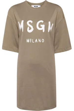 Msgm Logo-print cotton mini dress