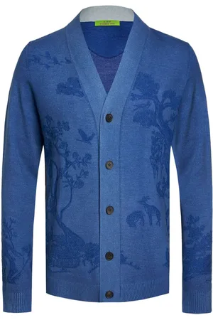 SHANGHAI TANG Spray-effect jacquard V-neck cardigan