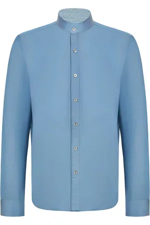 SHANGHAI TANG Band-collar denim shirt