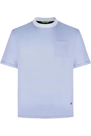 SHANGHAI TANG Contrasting-collar patch-pocket T-shirt