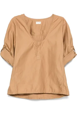 Saint Laurent Henley twill-weave blouse