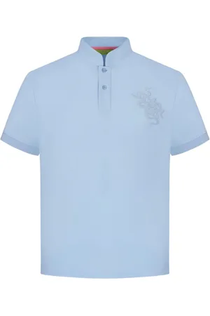 SHANGHAI TANG Calabash-detail stand-up collar polo shirt