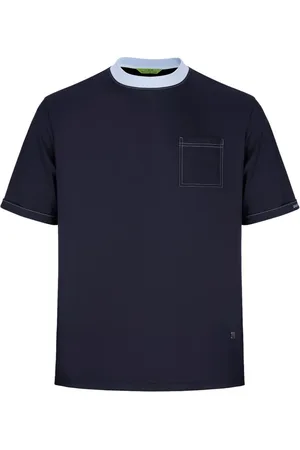 SHANGHAI TANG Contrasting-collar patch-pocket T-shirt