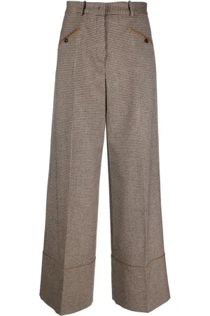 Bally Dogtooth-pattern wide-leg tailored trousers