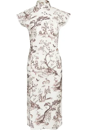 SHANGHAI TANG Graphic-print silk qipao dress