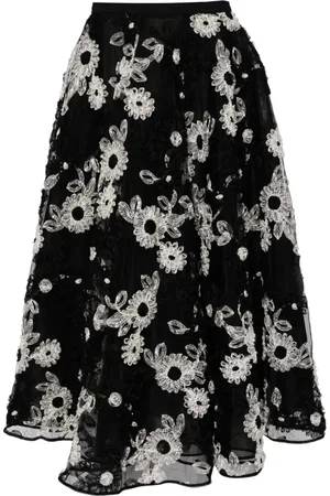 Giambattista Valli Floral-embroidered A-line skirt
