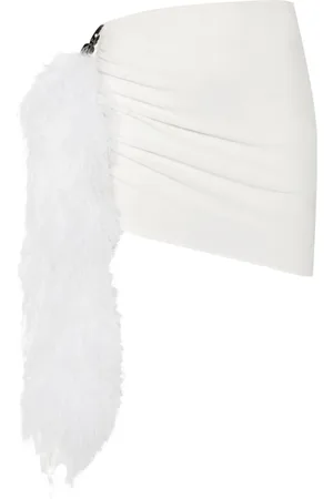 LOULOU Feather-trim skirt