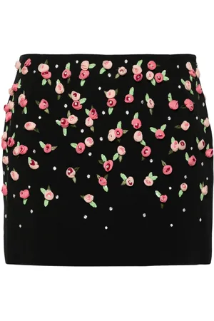 BLUMARINE Floral-appliqué cady mini skirt