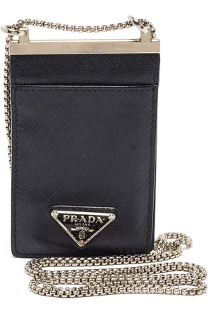 Prada Triangle-logo leather chain wallet