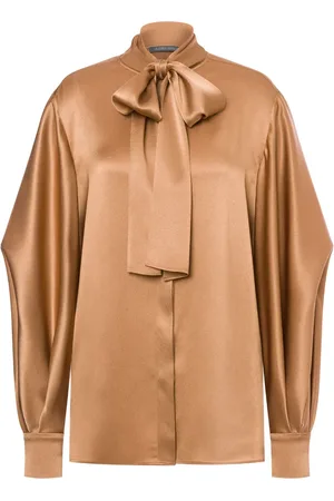 Alberta Ferretti Pussy-bow satin blouse