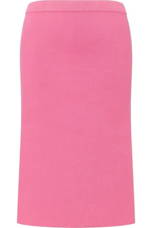 Serafini High-waist fine-ribbed midi skirt
