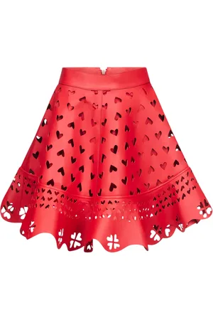 AREA Laser-cut leather miniskirt