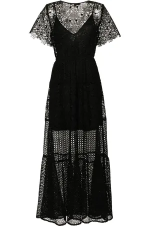 Maje Flared lace maxi dress