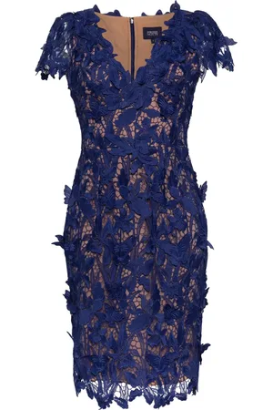 Marchesa Notte Lace-detailing midi dress