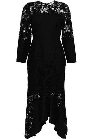 Marchesa Notte Asymmetric lace maxi dress