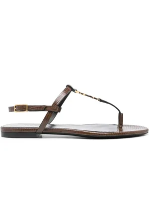 Saint Laurent Cassandre-plaque leather sandals
