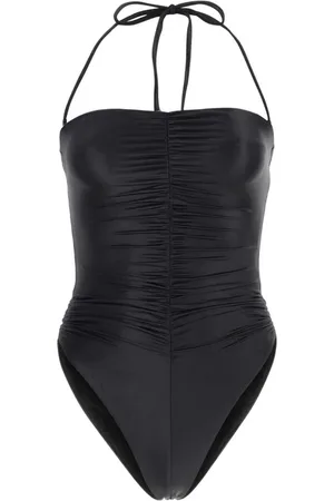 Saint Laurent Ruched haltereck-tie swimsuit