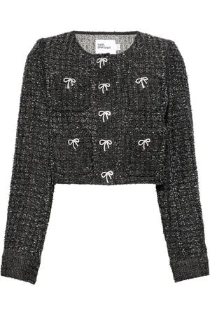 Self-Portrait Bow-detail denim jacket