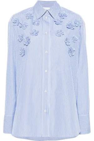Callas Milano Lyn floral-appliqué striped shirt