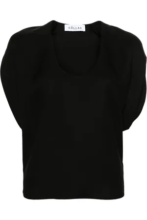 Callas Milano Simone U-neck twill blouse