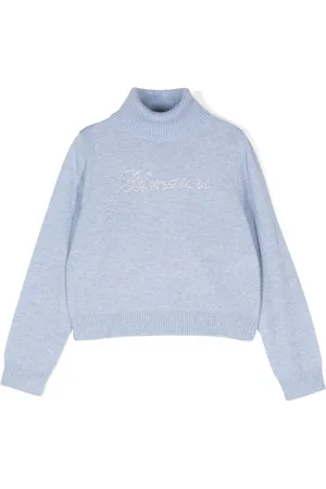 MISS BLUMARINE Rhinestone-logo sweater