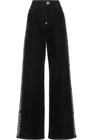 Philipp Plein Logo-tape wide-leg jeans