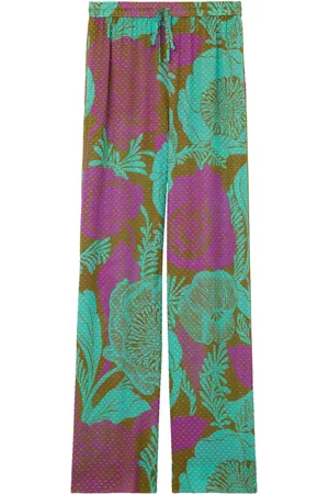 ST. JOHN Floral-print wide-leg trousers
