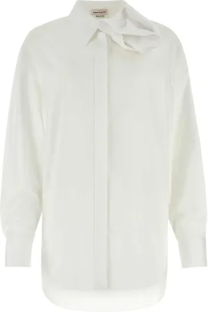 Alexander McQueen Orchid-appliqu?? poplin shirt