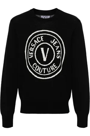 VERSACE V-Emblem wool jumper