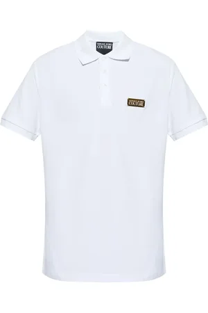 VERSACE Logo-plaque piqué polo shirt