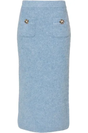 Self-Portrait Fine-knit midi skirt