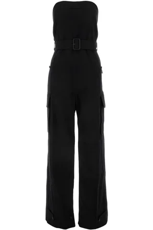 Saint Laurent Strapless belted cotton jumpsuit