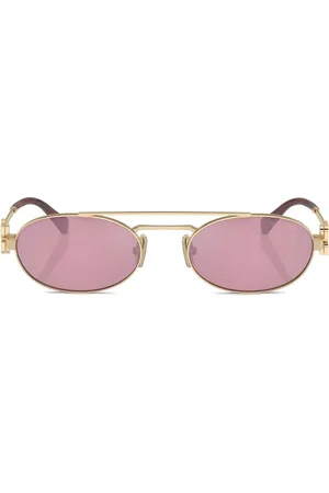 Miu Miu Logo-lettering oval-frame sunglasses